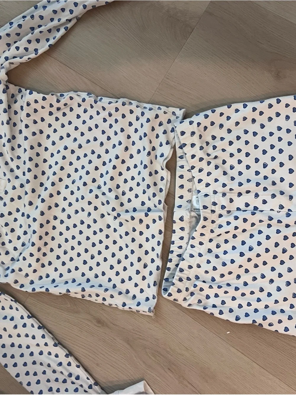 Kids Size 12 White Roller Rabbit Pajama Set with Blue Heart Print. 100% Cotton
